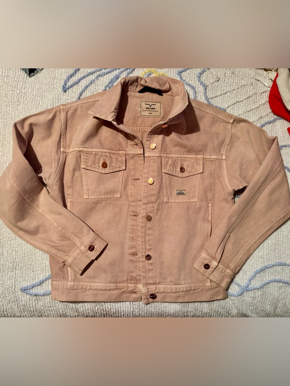 Kimes Ranch Blush pink Denim Jacket with rose gold buttons